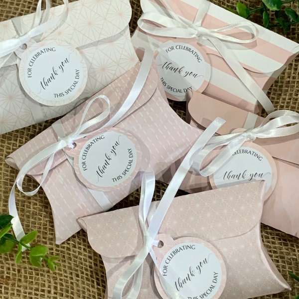 Custom Pillow Boxes Personalized for Parties in Pink | Weddings & Baby Shower Favors | Perfect for Jewelry Artisan and Simple Gifts PB3