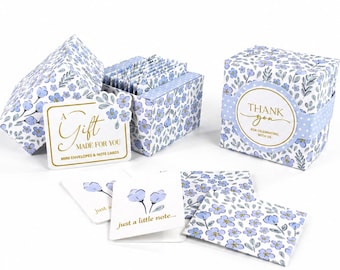 Blue Floral Baby Shower Favors, Mini Stationery Thank You Gift Set
