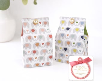 Elephant Baby Shower Favor Box, Twin Gender Reveal, Child Birthday, Personalized Tags Available