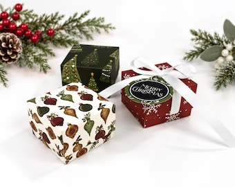 Handcrafted Mini Christmas Gift Box, 18 Festive Prints, Stocking Stuffer Packaging