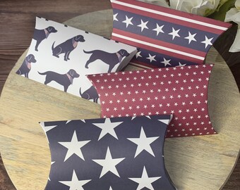 4th of July Pillow Favor Box - BBQ Party Treats with Tag
