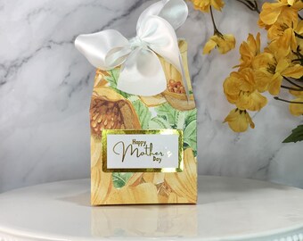 Yellow Flora Favor Gift Box With Satin Ribbon | Bridesmaid Proposal | Citrus Baby Shower | Thank You | Bridal Wedding Showers – Garden