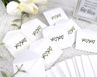 Gold Foil Mini Envelopes & Note Cards: Wedding Favor Handwritten Messages, Love Notes