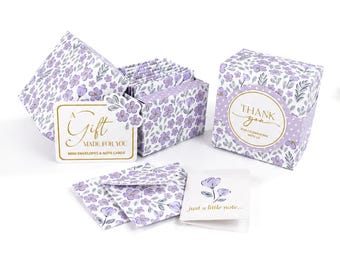 Lavender Floral Baby Shower Favors, Mini Stationery Thank You Gift Set