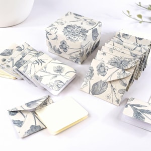 Mini Stationery Gift Set: Handmade Envelopes & Note Cards, Botanical Floral Print
