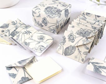 Mini Stationery Gift Set: Handmade Envelopes & Note Cards, Botanical Floral Print