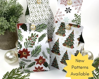 Handmade Christmas Favor Box: Holiday Trees, Snowflake & Holly Prints