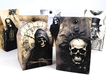 Gothic Skull Favor Box: Victorian Steampunk Halloween Treat Box