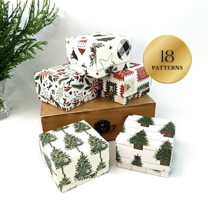 Christmas Mini Gift Box, Envelopes & Note Cards Set, Holiday Prints, Stocking Stuffer