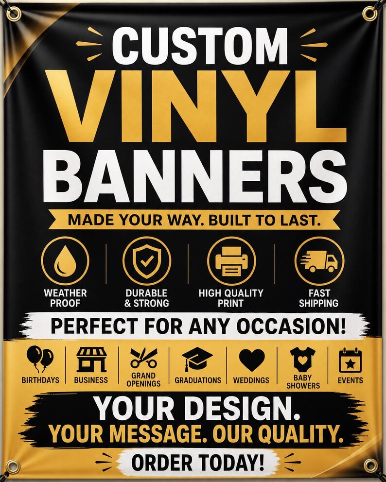 Custom Vinyl Banner | Waterproof Outdoor Sign | Business, Event, Wedding, Birthday image 5