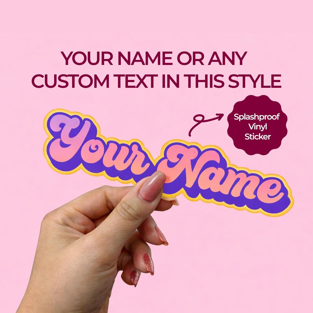 Lfm Sticker Custom Die-cut Vinyl Sticker - Personalized Retro Name Decal ...