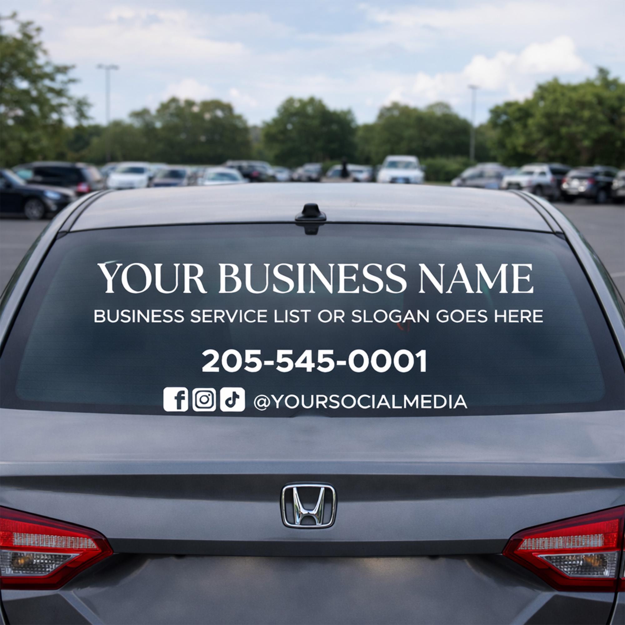 Custom Rear Window Decal - Your Logo, QR Code, or Text - Large Vinyl UV ...