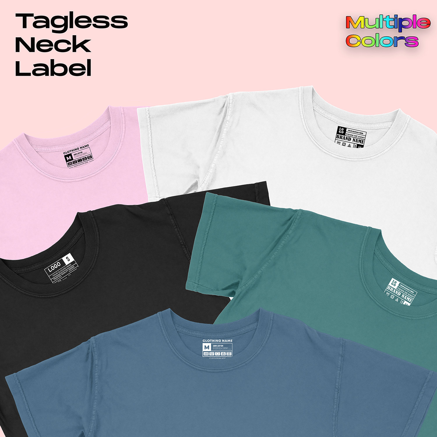 Custom Tagless Iron-On Labels - 12 Pack Full Color Heat Transfer T-Shirt Labels