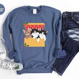 Cute Cat Christmas Sweatshirt, 90s Cat Christmas Hoodie, Retro Christmas Gift, Funny Cat Christmas Sweatshirt, Cat Lover Gift