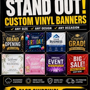 Custom Vinyl Banner | Waterproof Outdoor Sign | Business, Event, Wedding, Birthday image 4