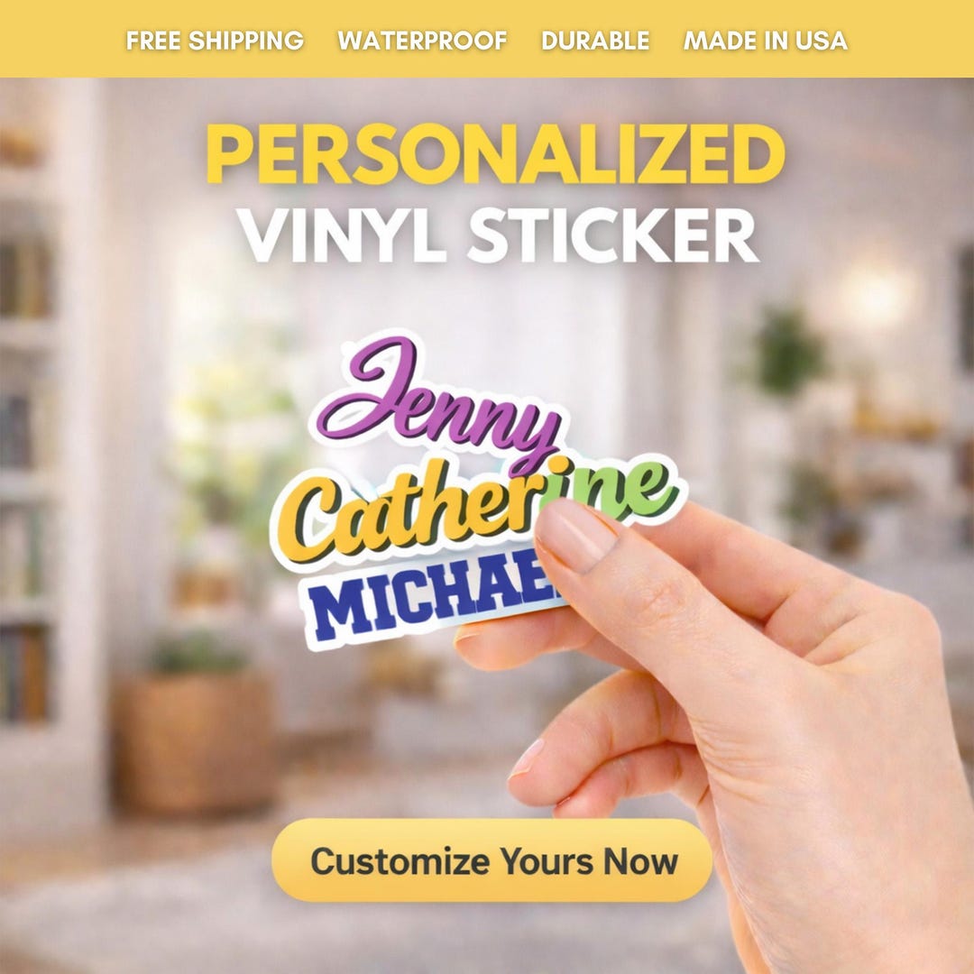Custom Two-tone Vinyl Name Decal - Layered Dual Color Sticker for Water ...