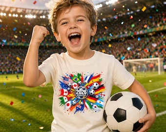 World Cup 2026 Kids Soccer T-Shirt Youth Toddler USA Flag Football Fan Gift Tee Boys Girls Sports Shirt