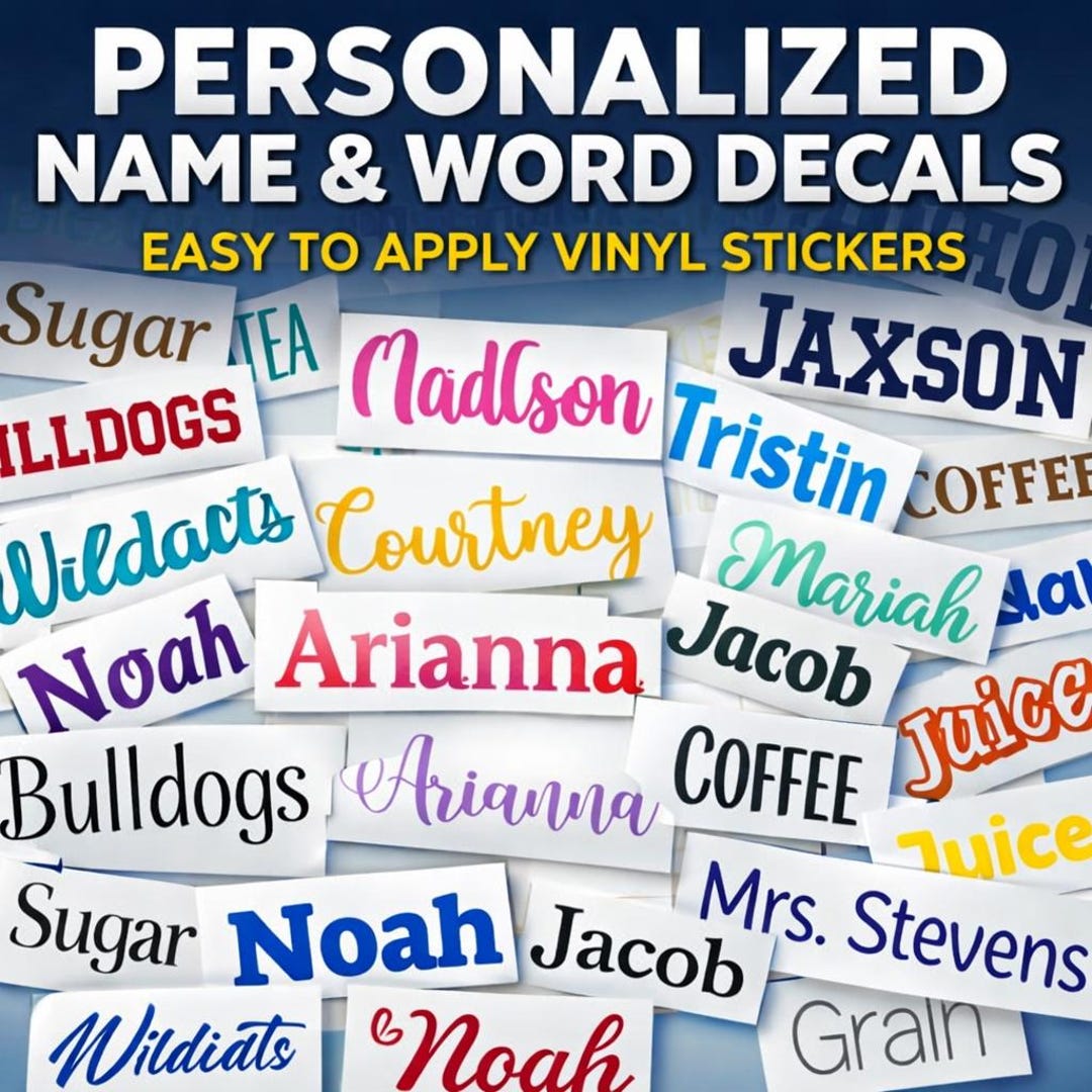 Personalized Name Vinyl Decal - Custom Lettering UV Sticker for ...