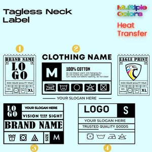 Tag Less Neck Label, Branding Labels With Custom Logo Ready to Press, Personalized Neck Labels, Dtf Labels, Iron on Printed Labels