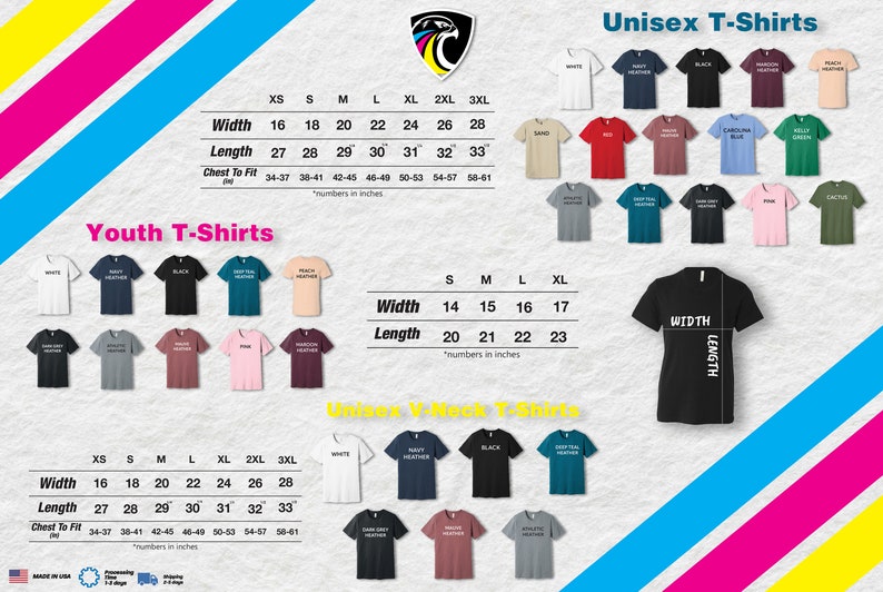 a poster with different shirts and numbers on it