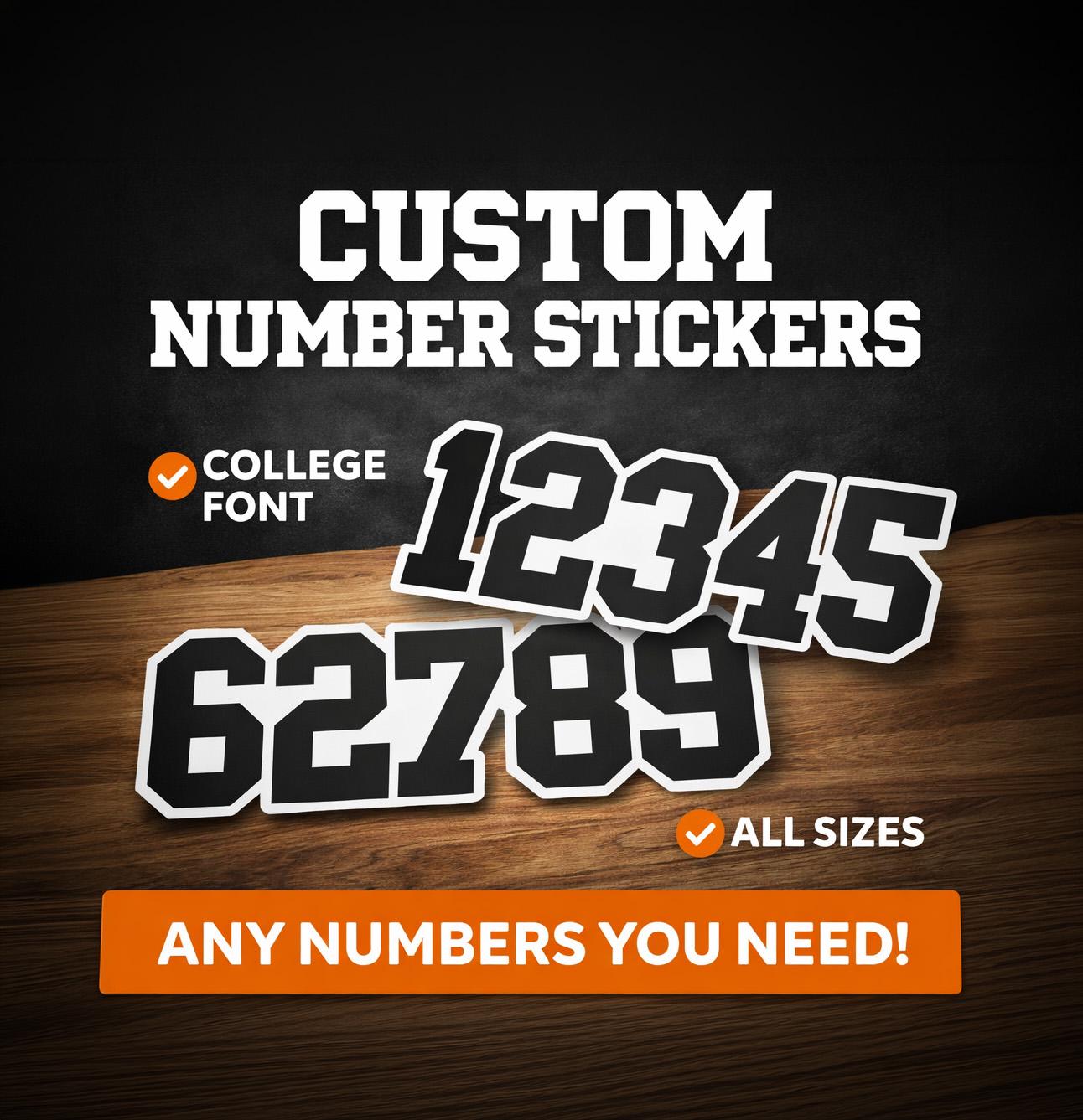 Custom Single Number Vinyl Decal - Monogram UV Sticker for Helmets ...