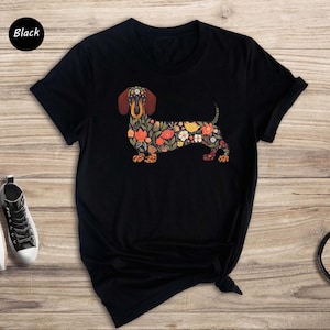 Floral Dachshund Shirt, Cute Dog Shirt, Funny Dog Shirt, Dog Mama Shirt, Dachshund Shirt, Cute Dachshund Shirt, Dachshund Lover Gift