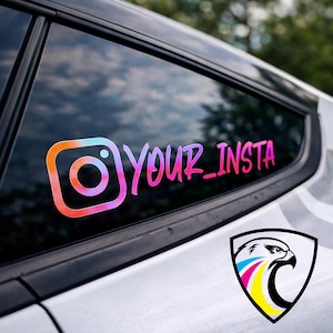 Custom Instagram Username Decal - Personalized Social Media Handle UV Sticker - Vinyl Car Window Graphic JDM Style