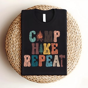 Camp Hike Repeat Shirt, Camping Shirt, Adventurer Shirt, Nature Lover Shirt, Happy Camper Shirt, Summer Camp Shirt, Traveler Shirt