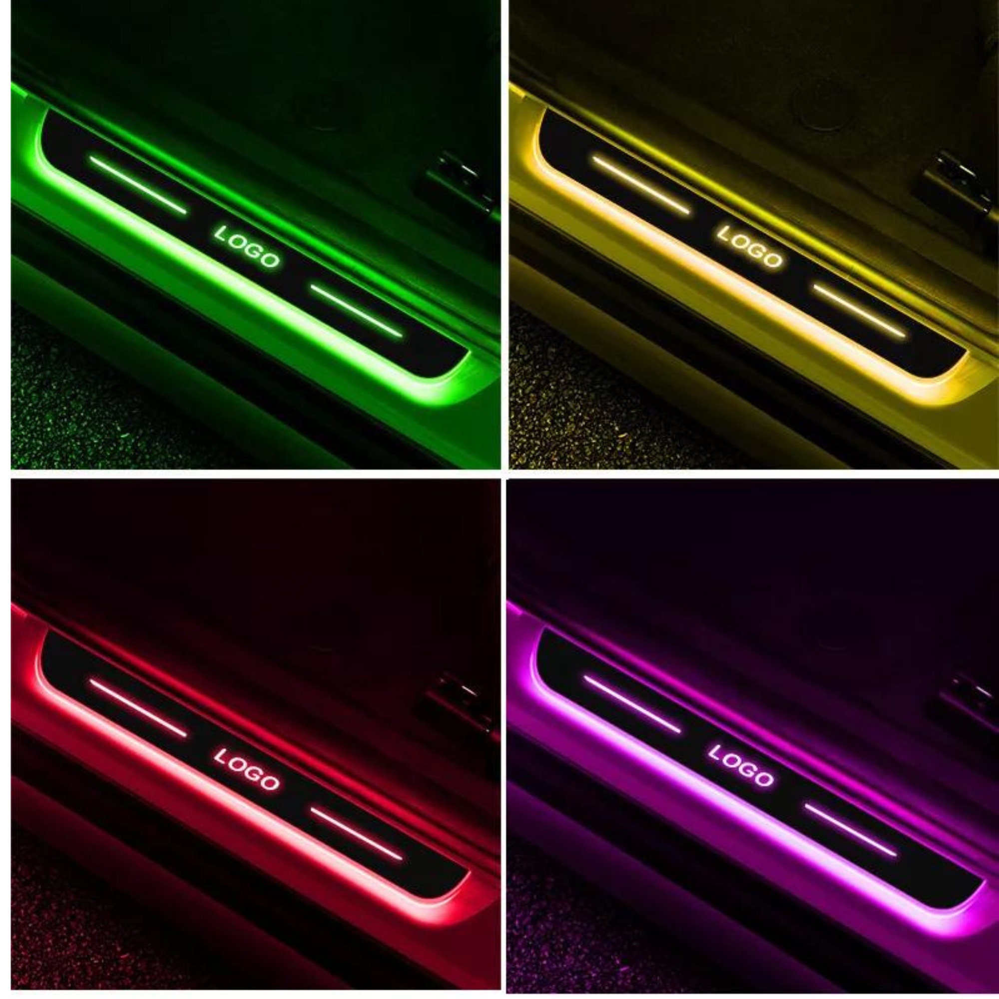 Car LED Dynamic Door Sills Adhesive Car Door Plates Color Etsy UK