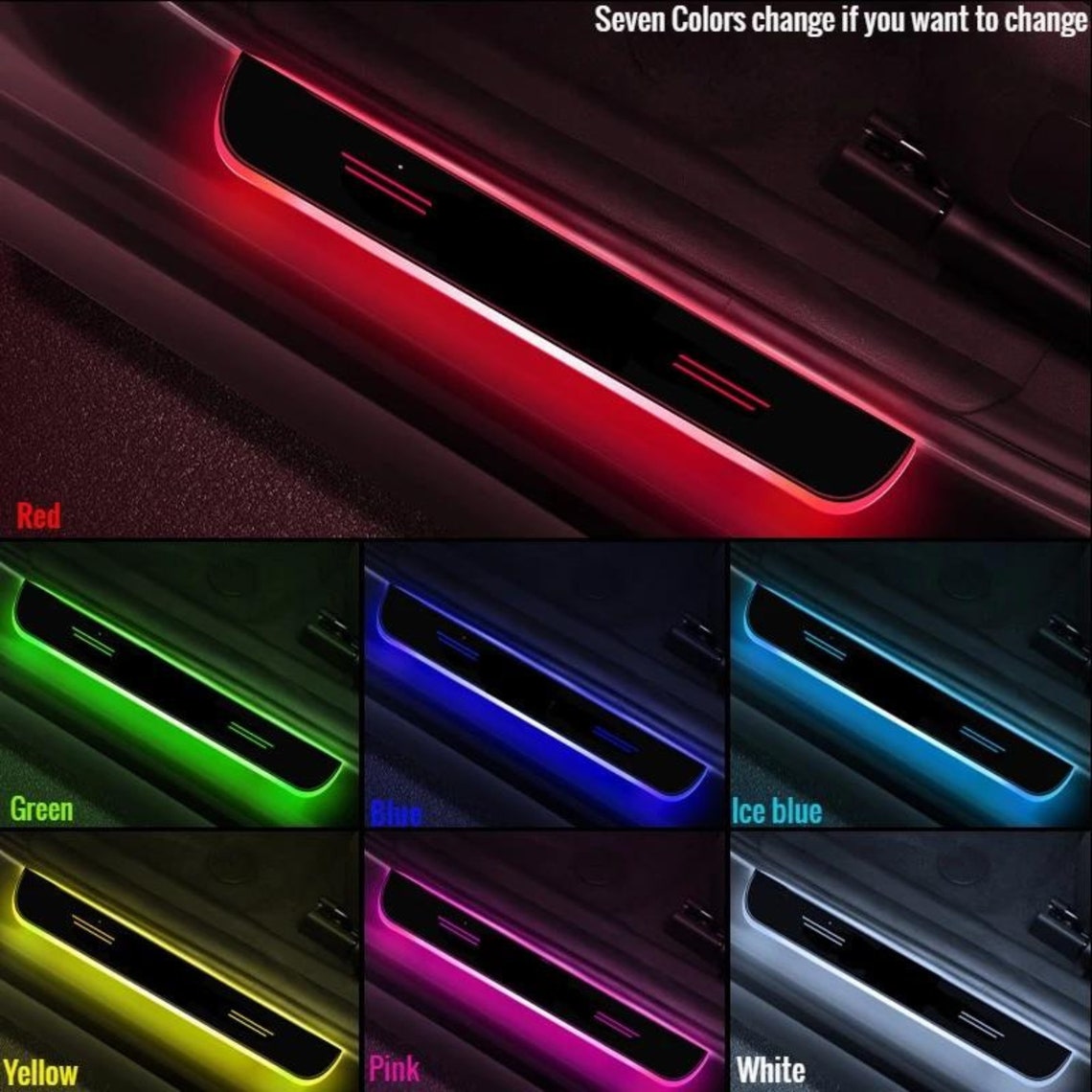 Car LED Dynamic Door Sills Adhesive Car Door Plates Color Etsy UK