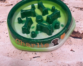 Adorable Slow Feeder Dog Bowl now available with personalization