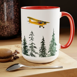 Santa Cub Mug, Christmas J3 Cub Gift, Aviation Gift, Gift for Dad, Gift for Pilot, Christmas Present, Holiday Decor
