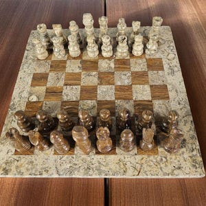 Marble chess set, handmade chess set, storage box, 12" chess board, Fathers Day gift for him, Luxury chess set for Birthday, Graduation Gift