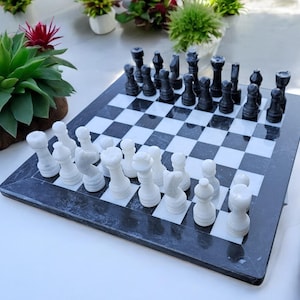 Marble Onyx Chess Set, Handcrafted Stone Board & Pieces with Velvet Gift Box