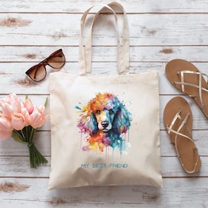 Poodle Canvas Tote Bag, Dog Lovers Bag, Poodle Mom Gift, Dog Toy Bag, Reusable Bag, Shopping Tote, Poodle Dog Lover, Dog Owner Gift