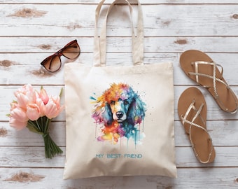 Barboncino Canvas Tote Bag, Borsa per gli amanti dei cani, Regalo mamma barboncino, Borsa giocattolo per cani, Borsa riutilizzabile, Shopping Tote, Amante del cane barboncino, Regalo del proprietario del cane