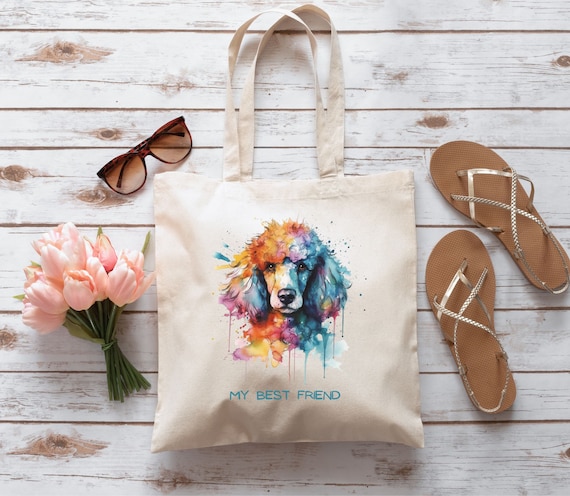 Poodle Dog Lover Tote Bag - Canvas Tote For Women, Dog Mom Gift, School Work Travel Bag