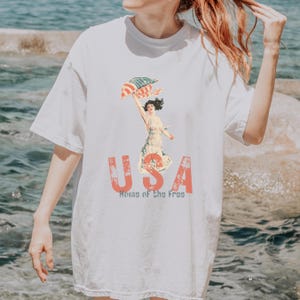 Vintage USA Home of the Free T-Shirt, America Flag Tee, Fourth of July Clothing, Patriotic Graphic Top, Americana Shirt
