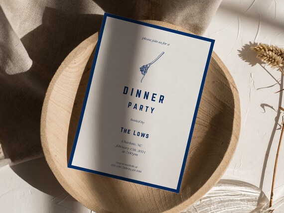 French Bistro Dinner Party Invite Template: Customizable (Digital Download)