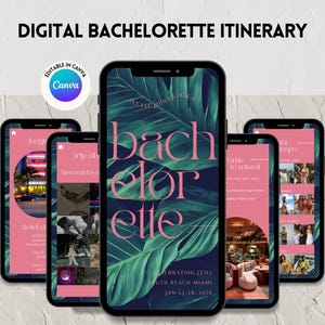 Tropical Bachelorette Itinerary: Miami Palm Theme (Digital Template)