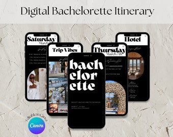 Minimalist Bachelorette Party Itinerary, Digital Itinerary, Bachelorette Weekend, Mobile Template, DIY, Black & White Itinerary, Modern