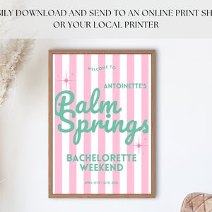 Palm Springs Welcome Sign Template, Bachelorette Welcome Sign, Palm Springs Bachelorette Weekend, Customizable Sign, Retro Sign image 7