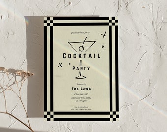 Sjabloon uitnodiging martini cocktailparty: elegant girly ontwerp (digitale download)