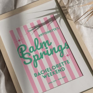 Palm Springs Welcome Sign Template, Bachelorette Welcome Sign, Palm Springs Bachelorette Weekend, Customizable Sign, Retro Sign image 3