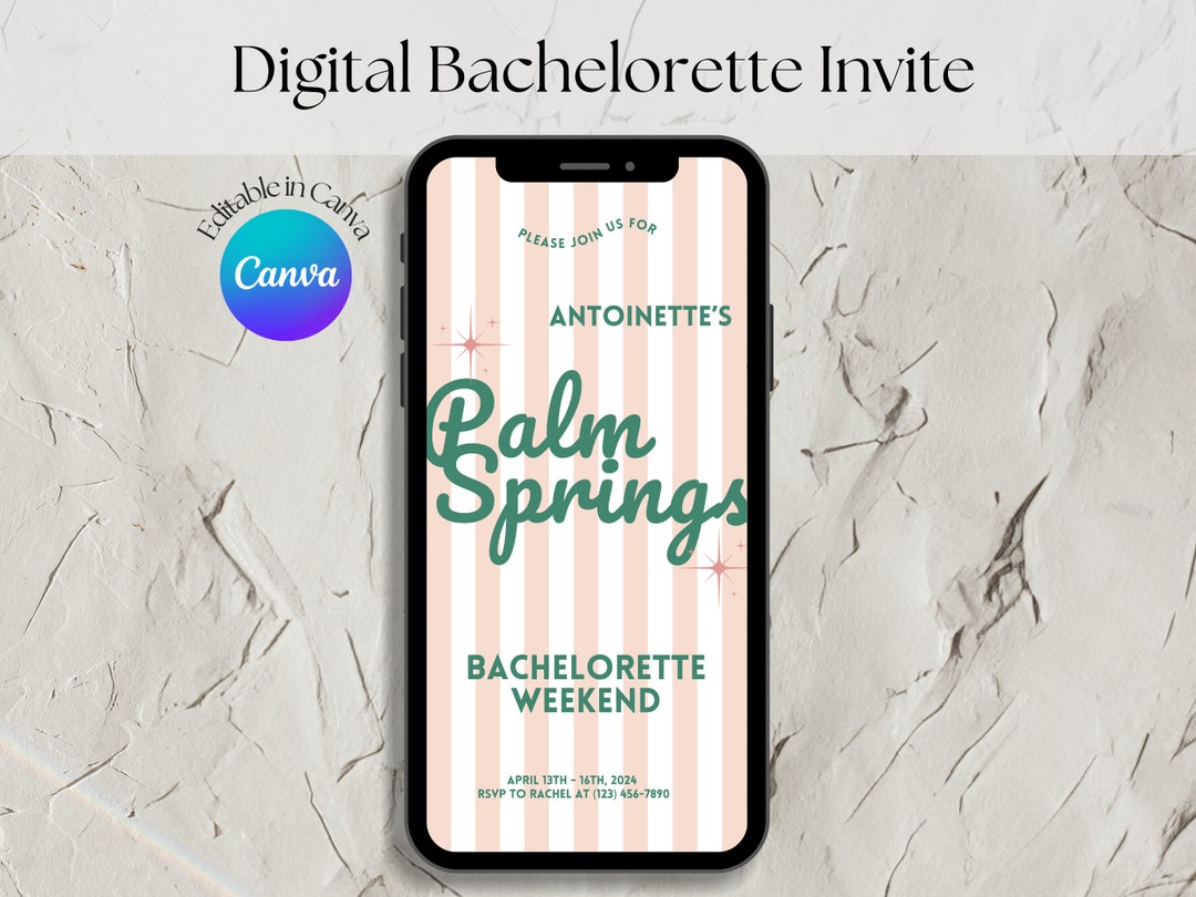 Bachelorette Party Digital Invite, Digital Itinerary Template
