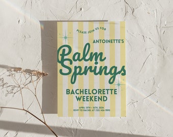 Bachelorette Party Invite Template, Palm Springs Invite, Retro Invite, Customizable, Bachelorette Weekend Invite, Palm Springs, DIY Invite