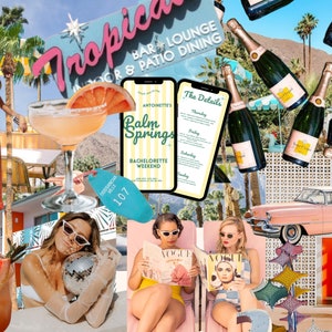 Bachelorette Party Invite Template, Palm Springs Invite, Retro Invite, Customizable, Bachelorette Weekend Invite, Palm Springs, DIY Invite image 2