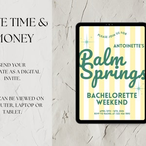 Bachelorette Party Invite Template, Palm Springs Invite, Retro Invite, Customizable, Bachelorette Weekend Invite, Palm Springs, DIY Invite image 7