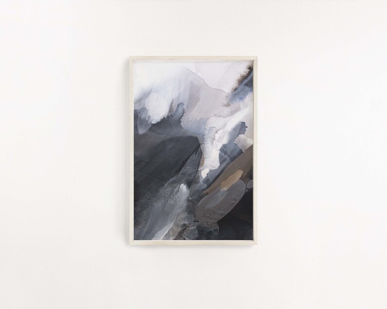 Neutral Abstract Minimal Wall Art Dark Grey and Earth Tones Etsy