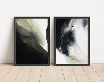 Dark Earth Tones Abstract Printable Wall Art, Set of 2 Prints, Modern Minimalist Art, Living Room Decor